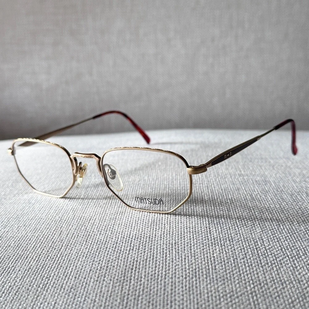 Matsuda Nicole M2866 Geometric Titanium 23K Gold Plated Eyeglass Frames - Picture 2 of 15